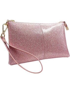 〽️Women's Glitter Rosegold Leather Wristlet Wallet Bags Wallet Clutch Purses